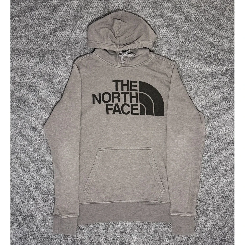 The North Face Hoodie Long Sleeve Gray &‎ Black Cotton Blend Men's Size Medium